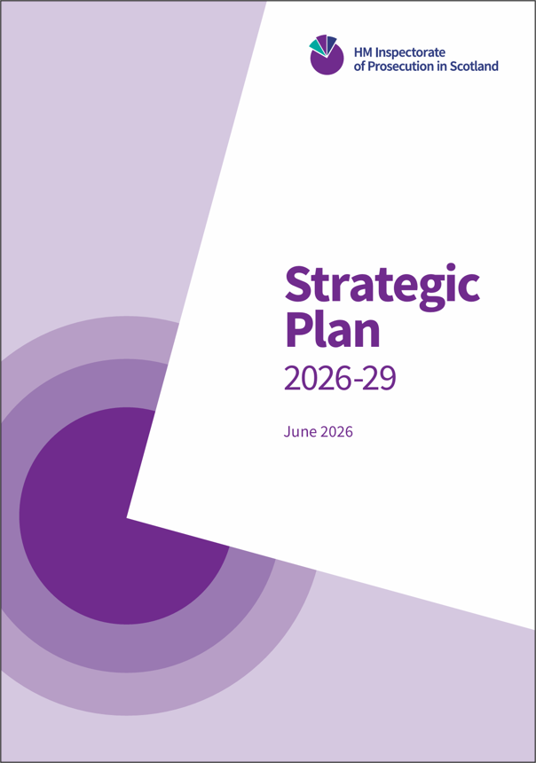 Front cover of Strategic Plan 2026-29 dated June 2026 includes HM Inspectorate of Prosecution in Scotland logo