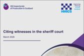 Front cover of citing witnesses in the sheriff court - joint inspection report